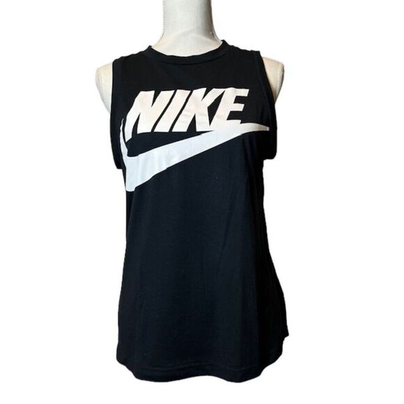 Nike Vintage 90s Muscle shirt tank black with white logo Size Small - Picture 1 of 9